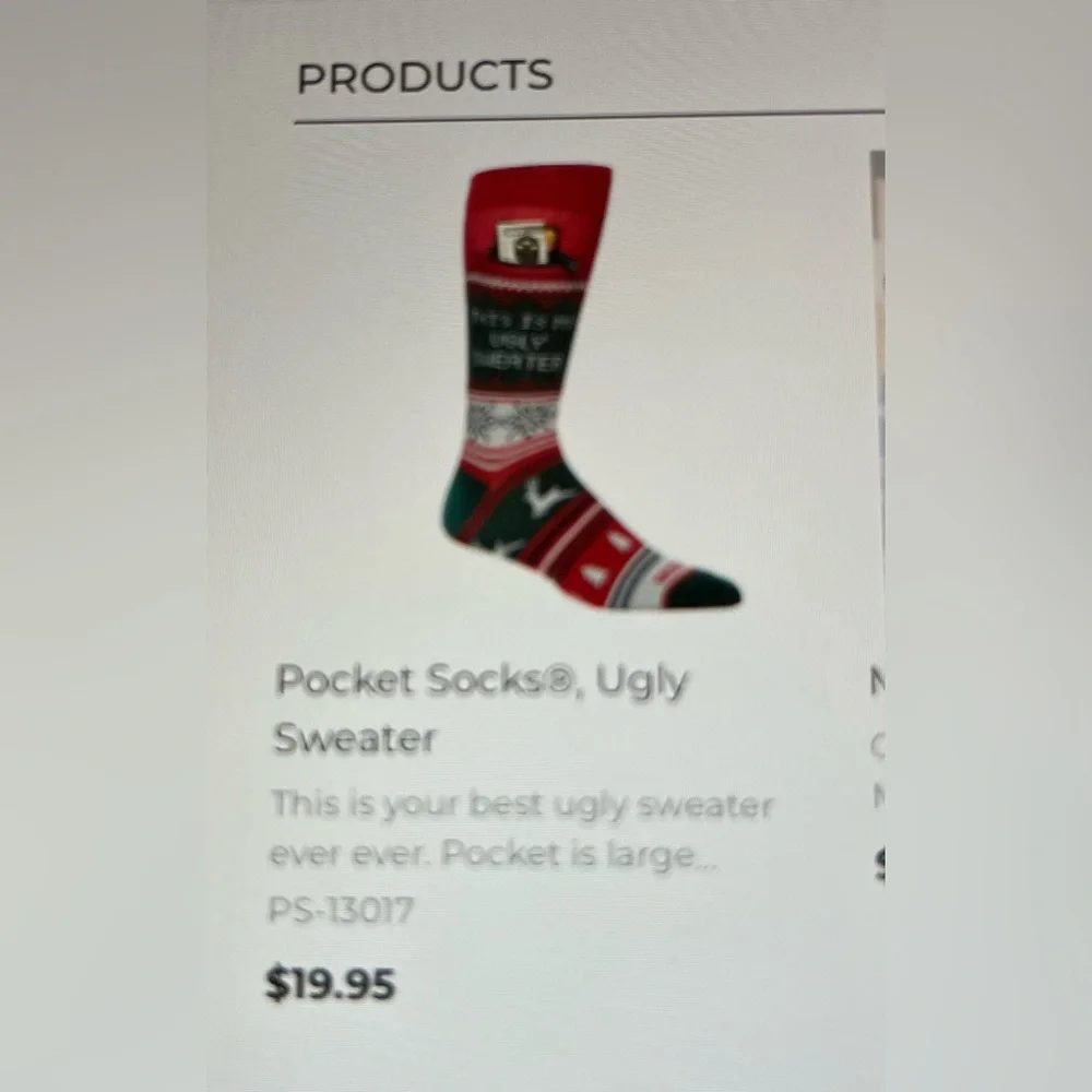 Ugly Sweater Pocket Socks NEW in Packaging